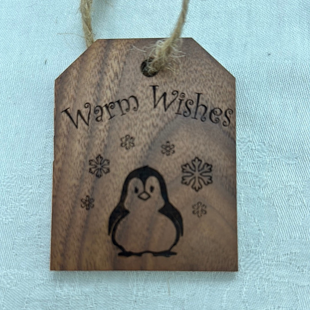 Gift Tag Wood Ornament - Black Walnut