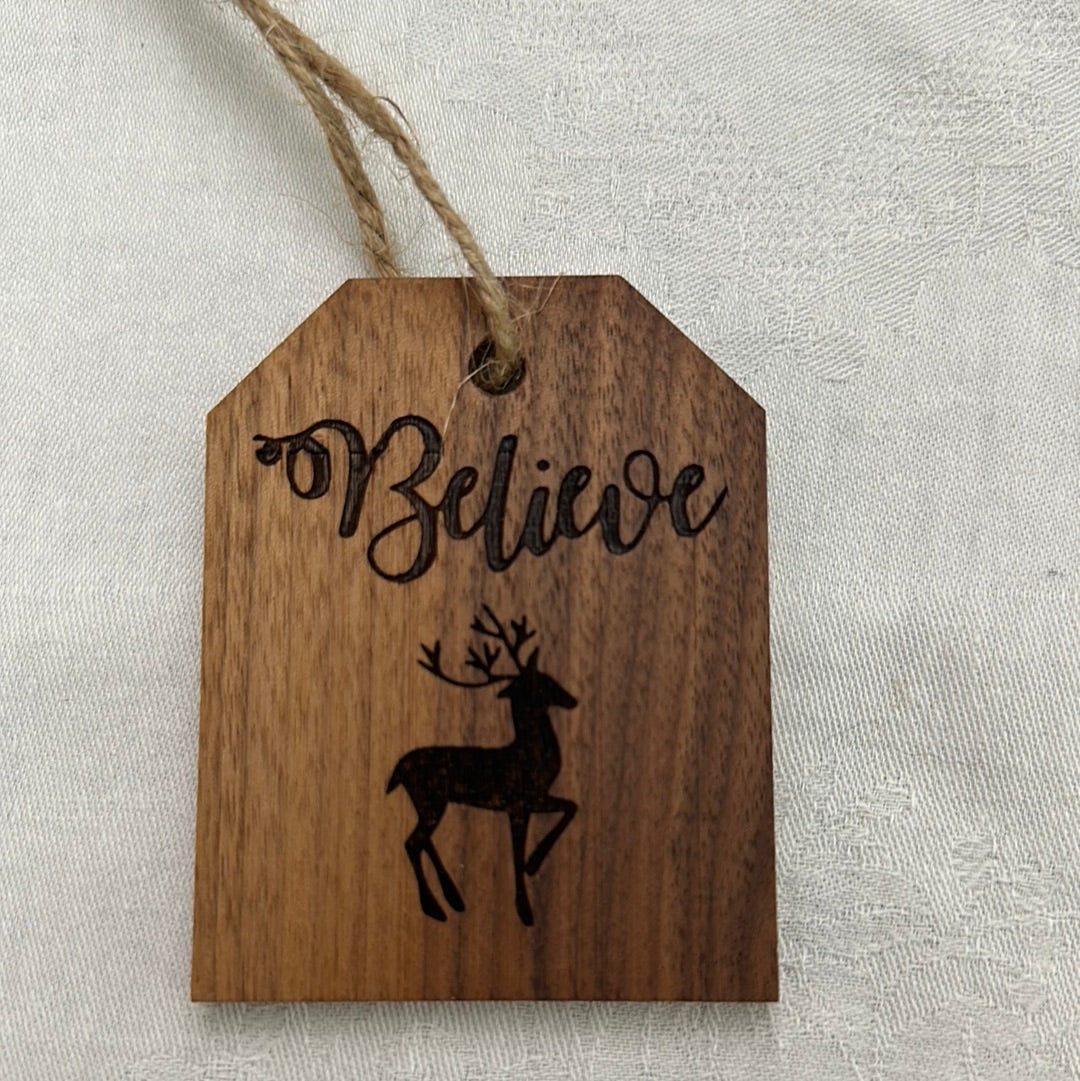 Gift Tag Wood Ornament - Black Walnut