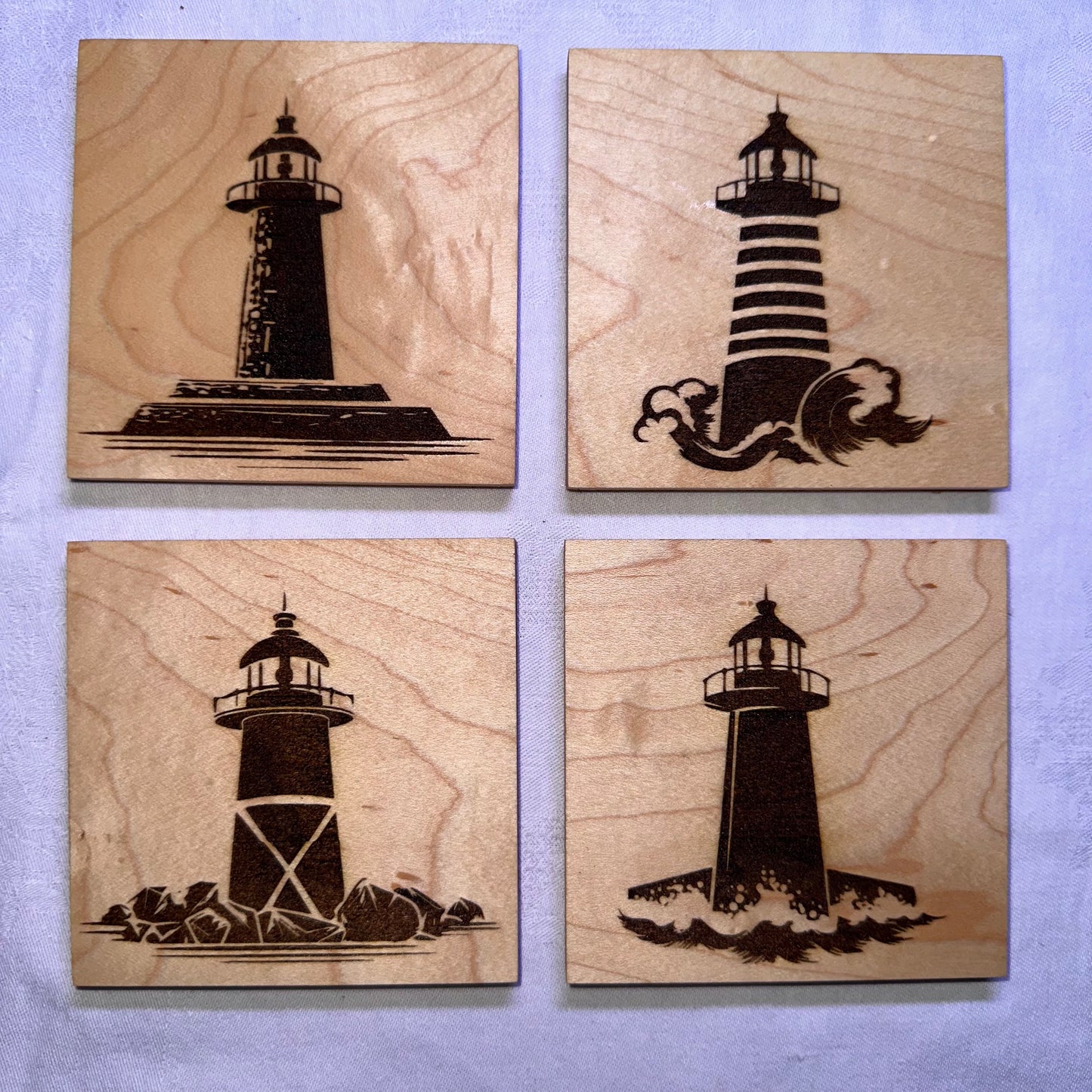 Lighthouse Wood Coasters