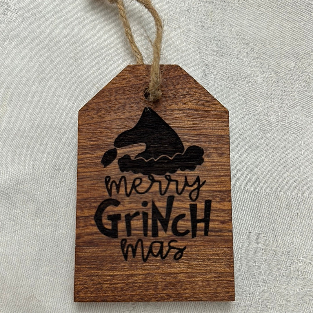 Gift Tag Wood Ornament - Sapele