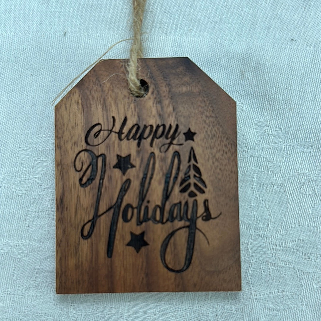Gift Tag Wood Ornament - Black Walnut