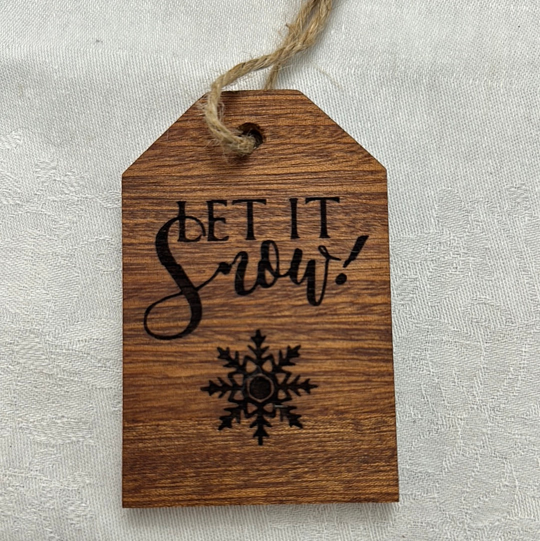 Gift Tag Wood Ornament - Sapele