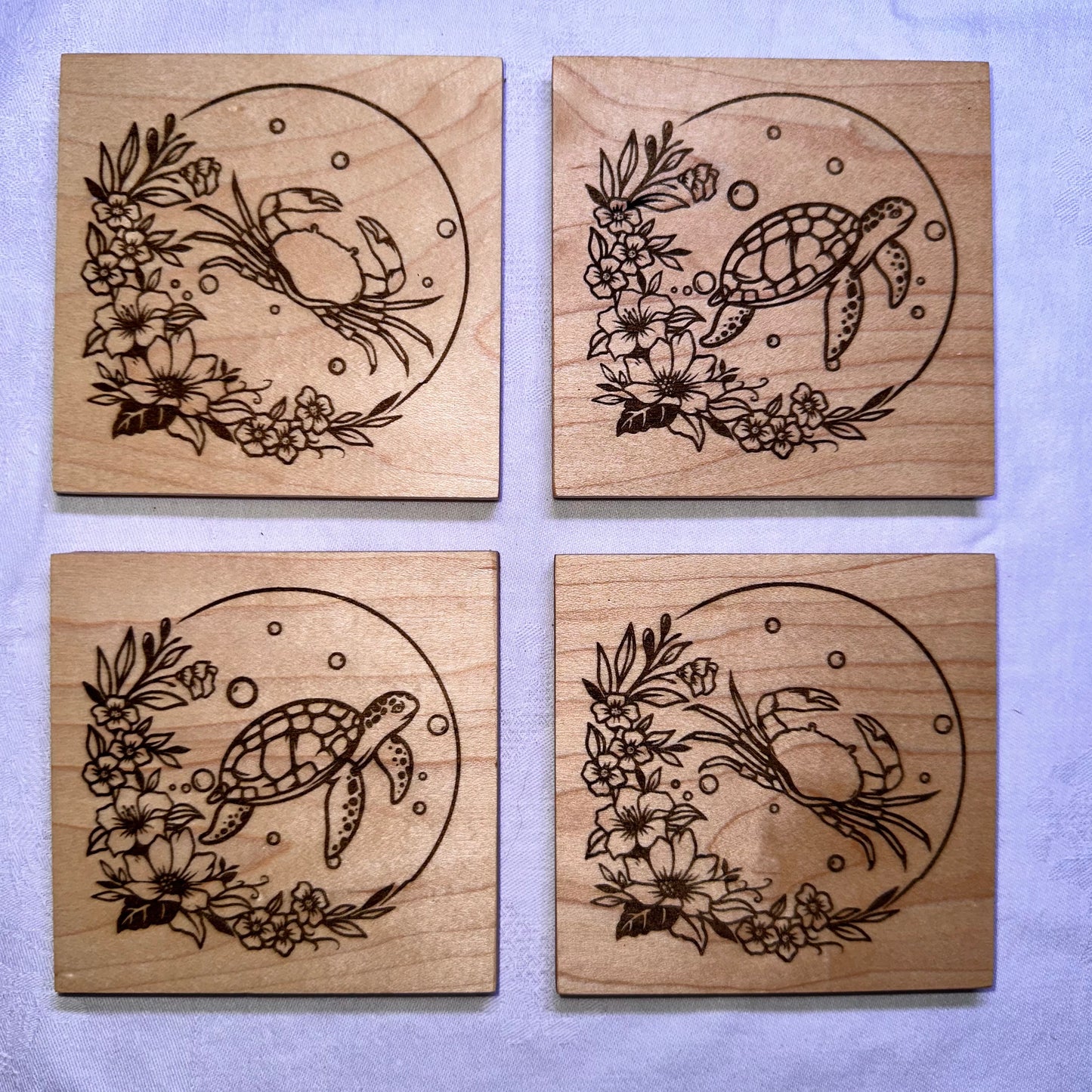 Sea Life Wood Coasters