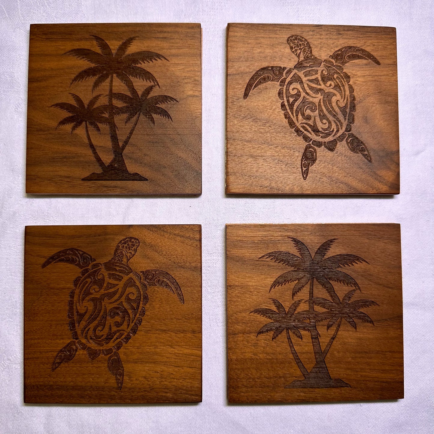 Turtle & Palm Wood Coasters