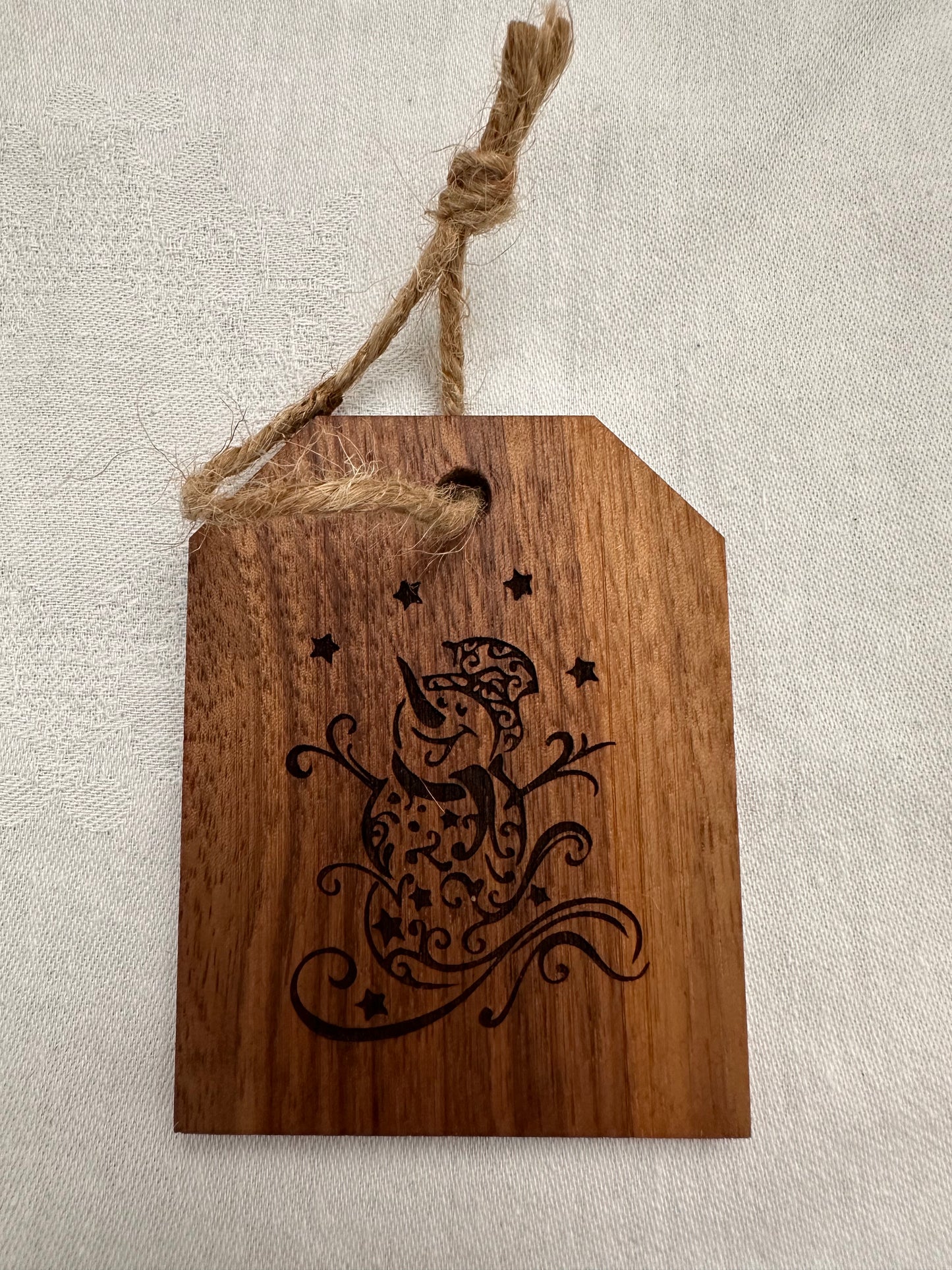 Gift Tag Wood Ornament - Black Walnut
