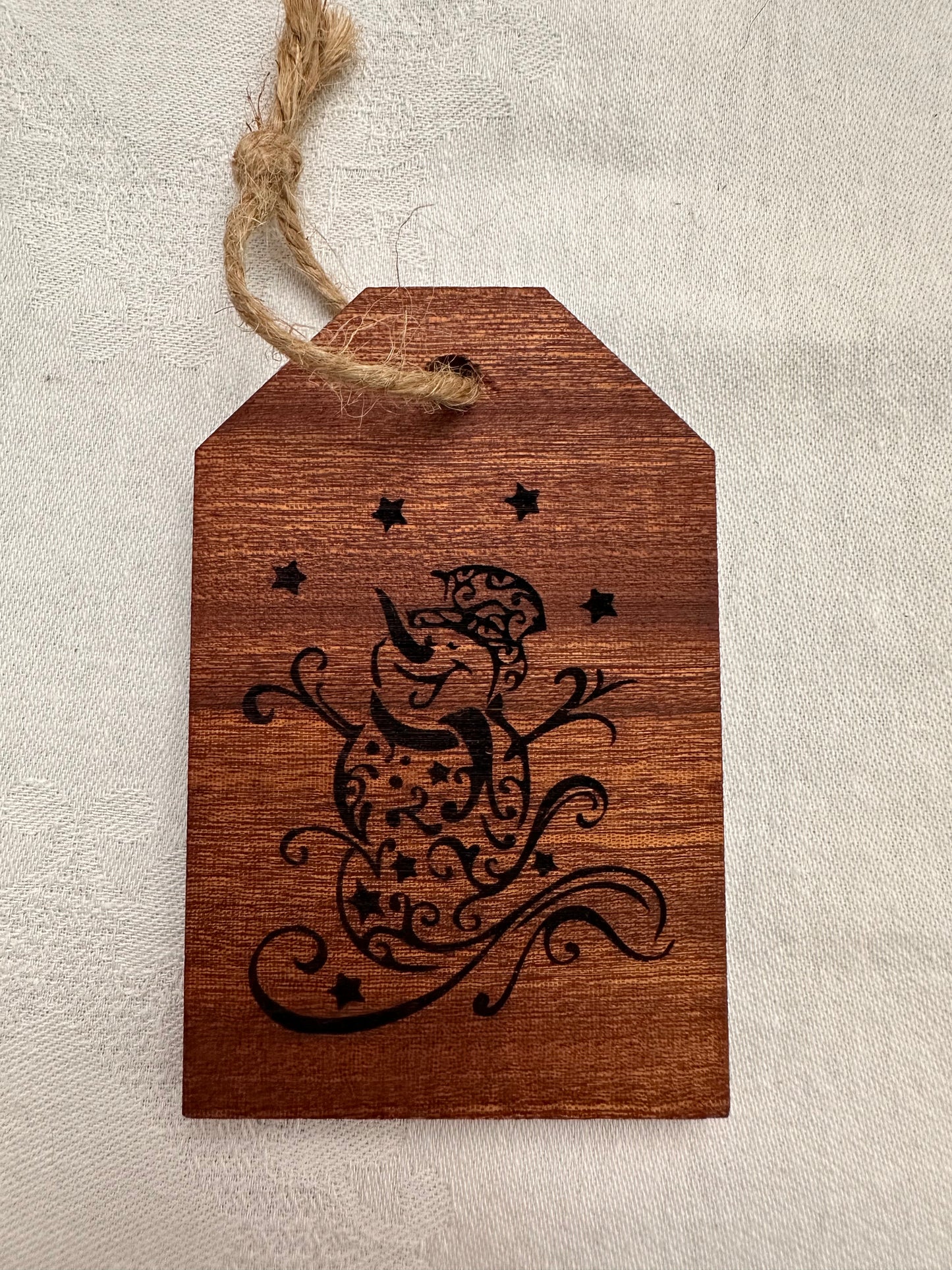 Gift Tag Wood Ornament - Sapele