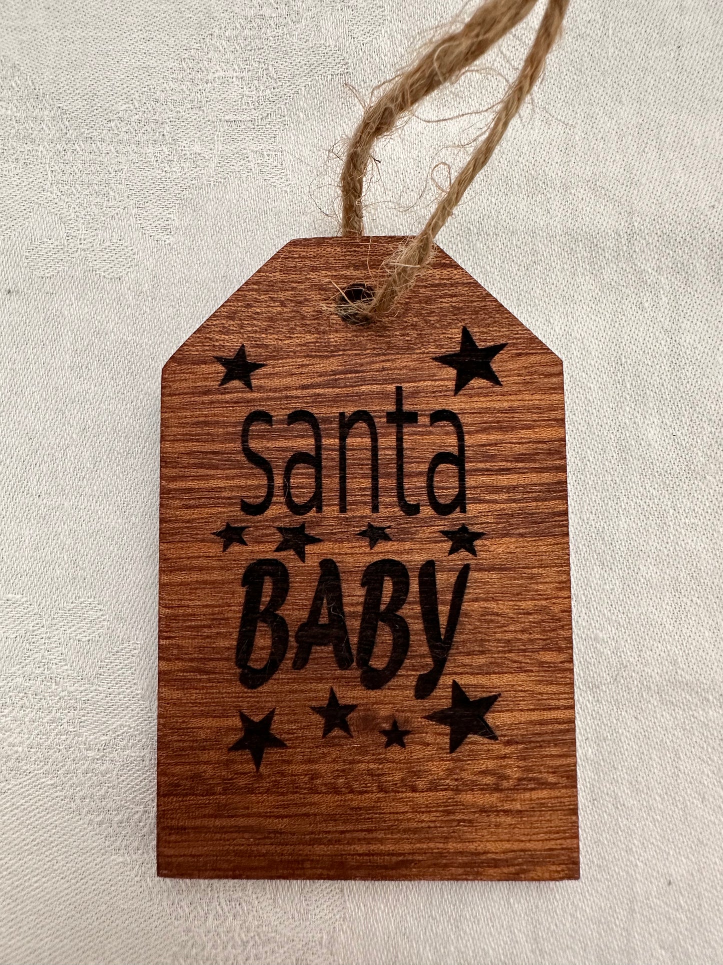 Gift Tag Wood Ornament - Sapele