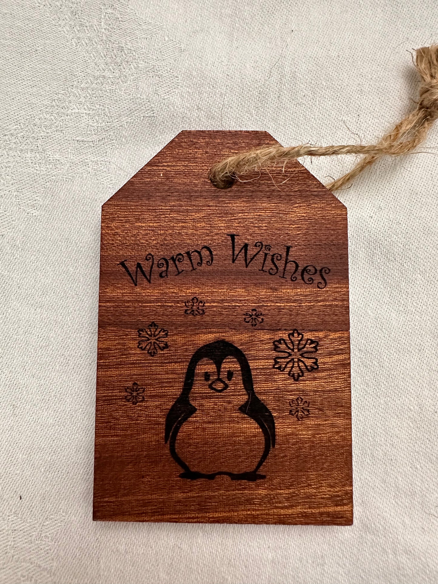Gift Tag Wood Ornament - Sapele