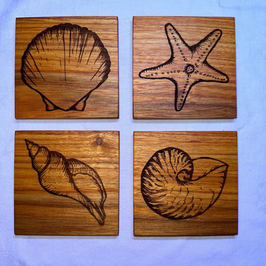 Seashell Wood Coasters