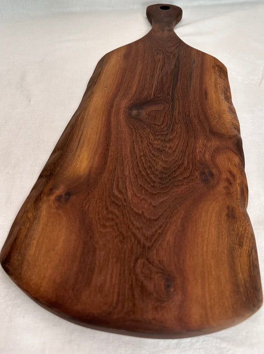 Paddle Handle Black Walnut Serving Board