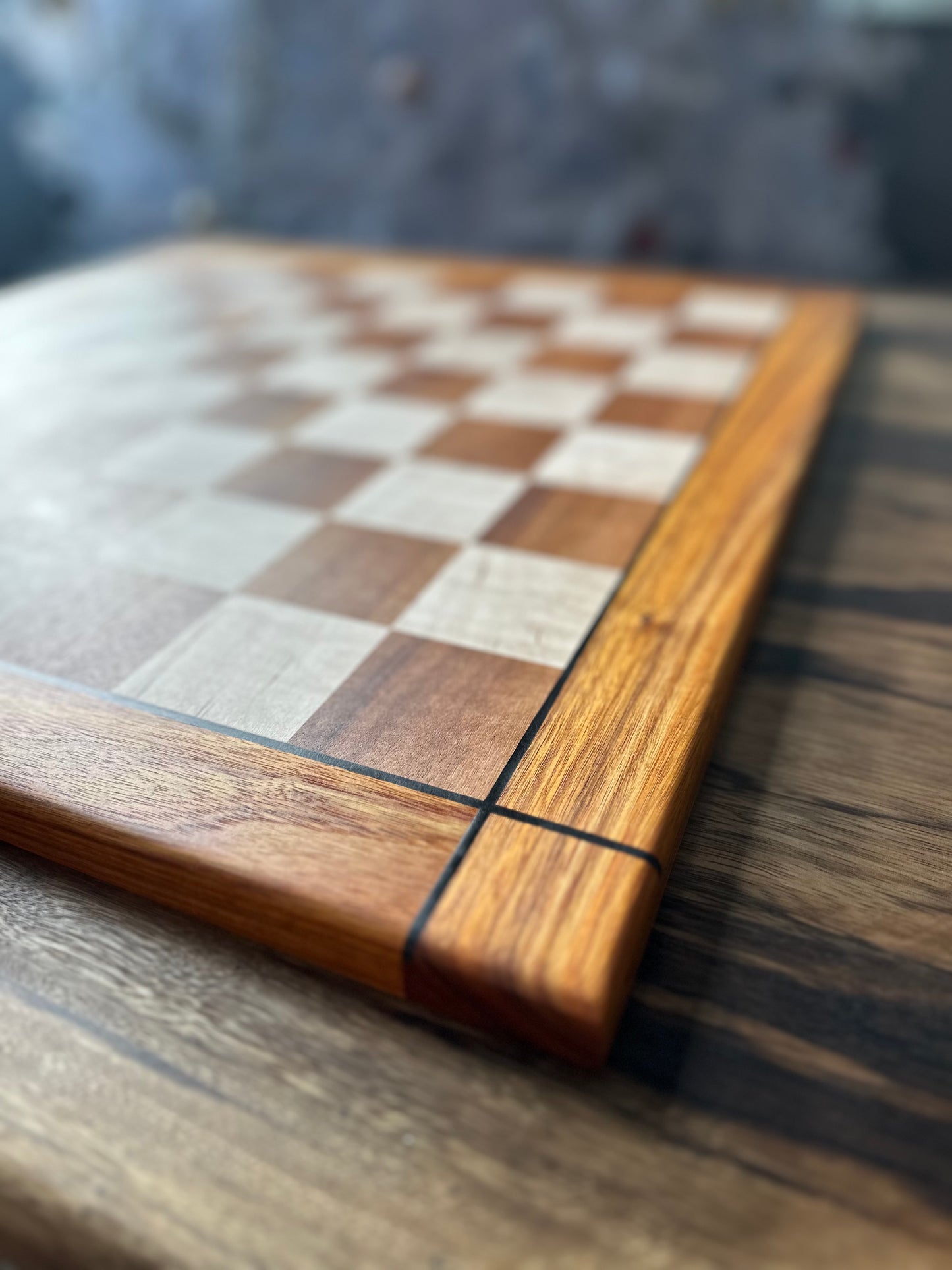 Chessboard Tigerwood & Maple with Canarywood Border