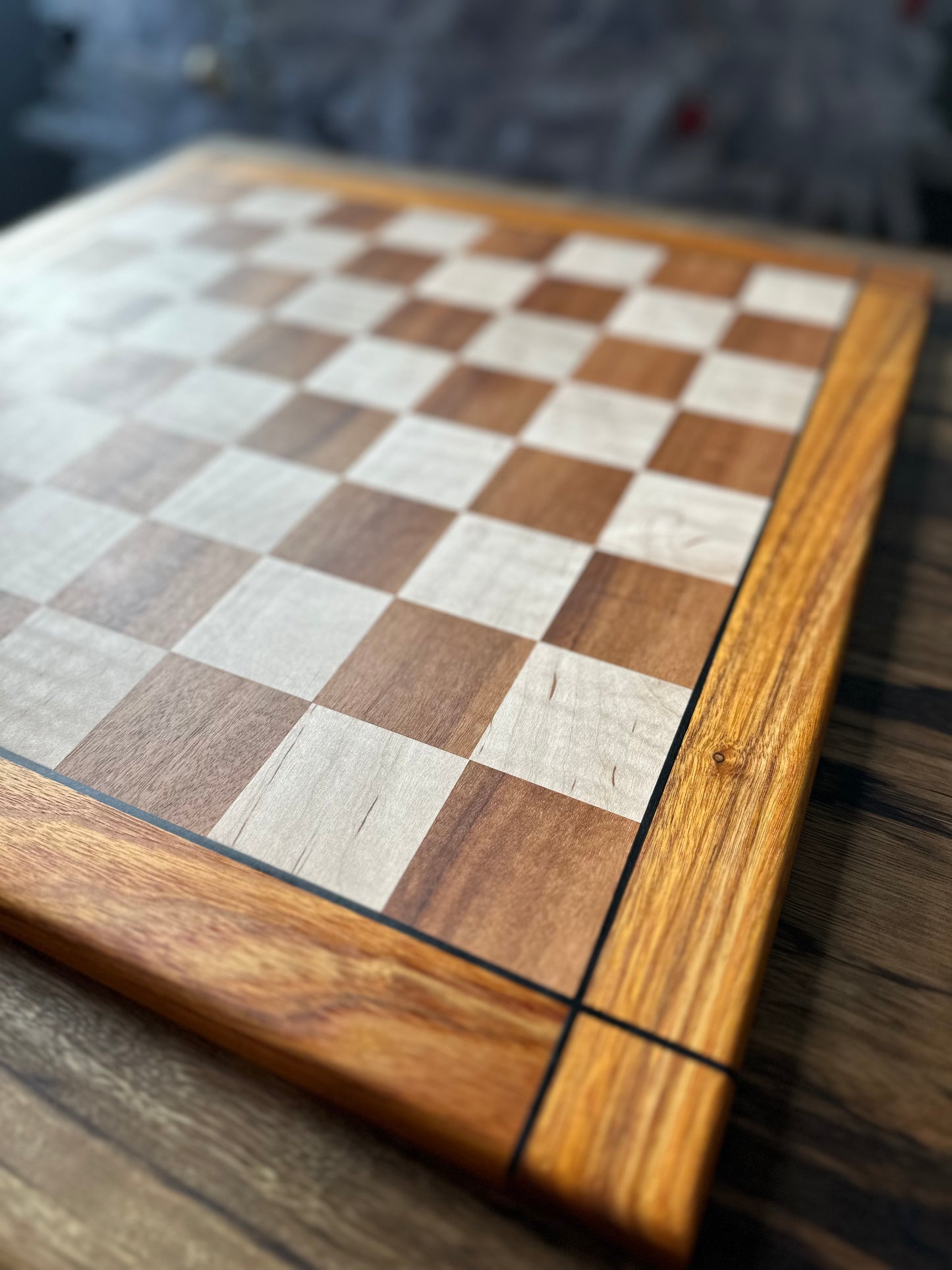 Chessboard Tigerwood & Maple with Canarywood Border