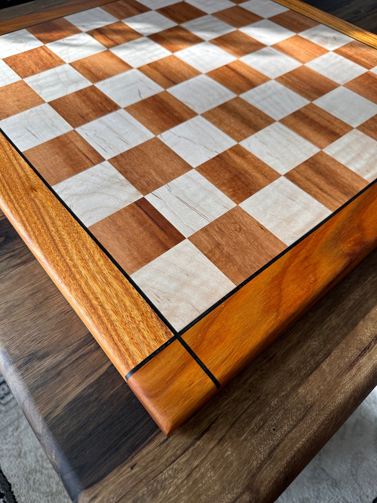 Chessboard Tigerwood & Maple with Canarywood Border