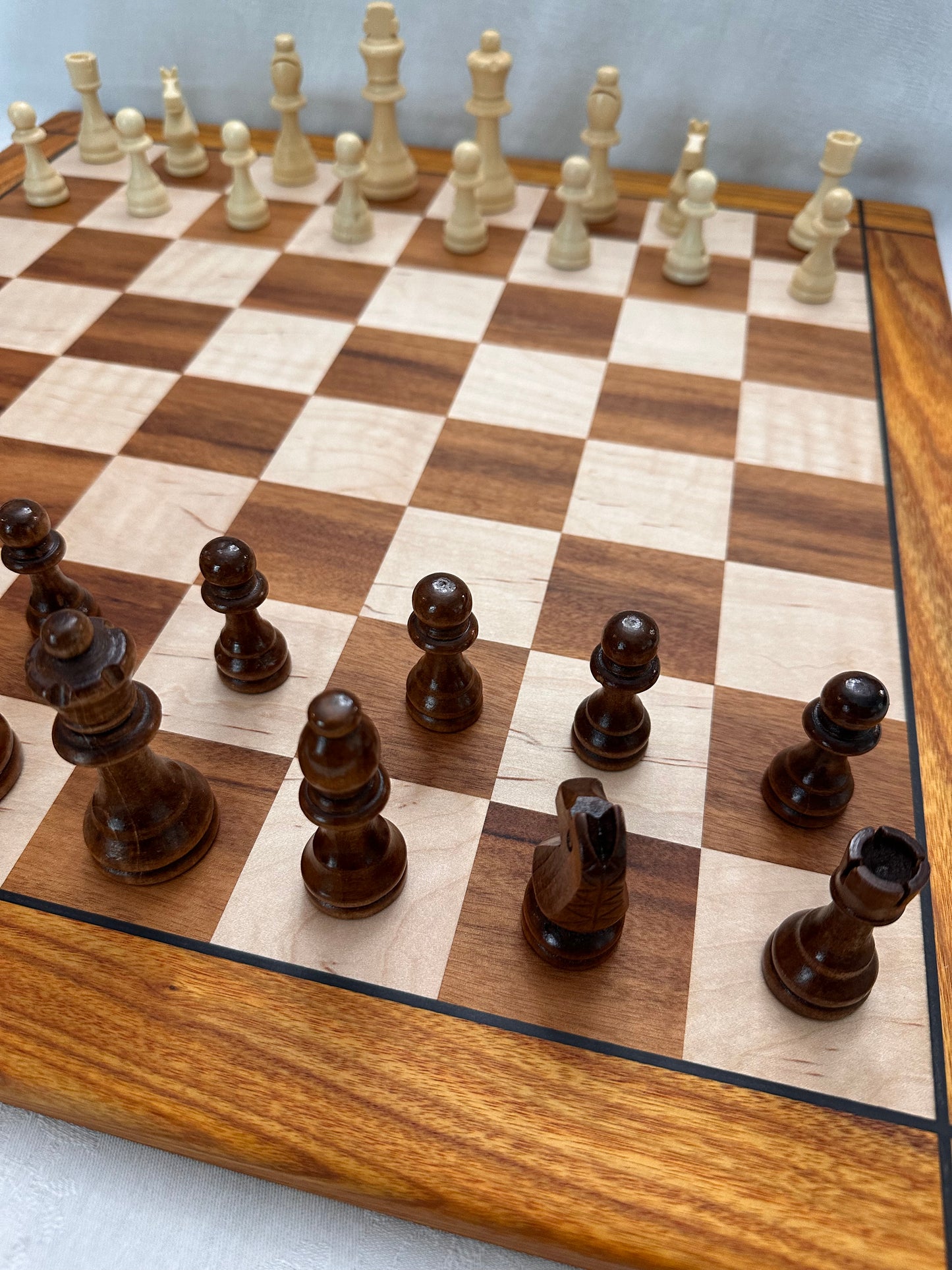 Chessboard Tigerwood & Maple with Canarywood Border