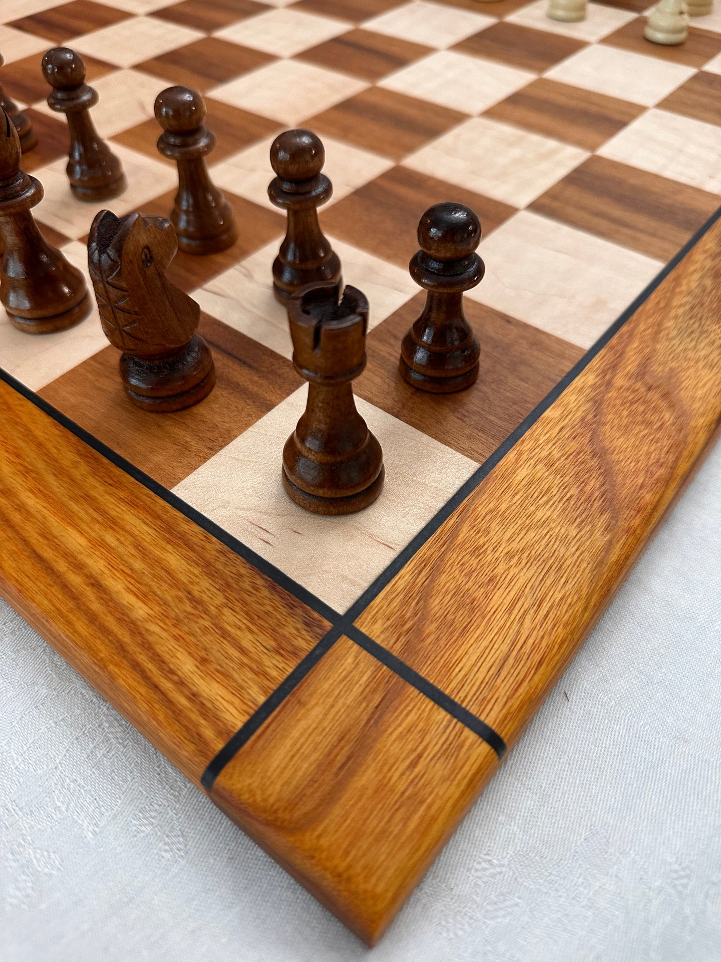 Chessboard Tigerwood & Maple with Canarywood Border