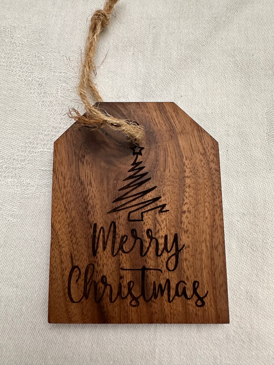 Gift Tag Wood Ornament - Black Walnut